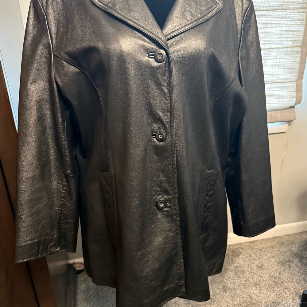 Wilsons Leather Women's Black Button-Up Jacket